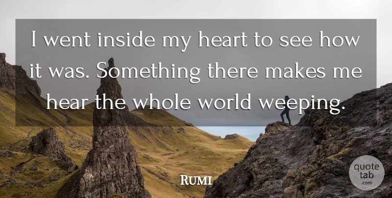 Rumi Quote About Heart, World, Weeping: I Went Inside My Heart...