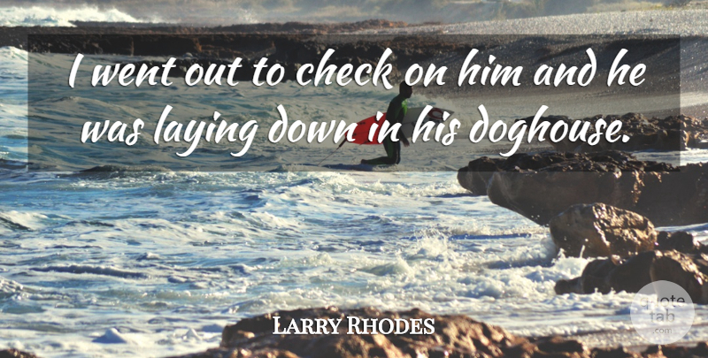 Larry Rhodes Quote About Check, Laying: I Went Out To Check...