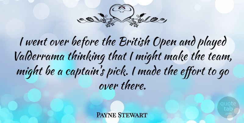 Payne Stewart Quote About Sports, Team, Thinking: I Went Over Before The...