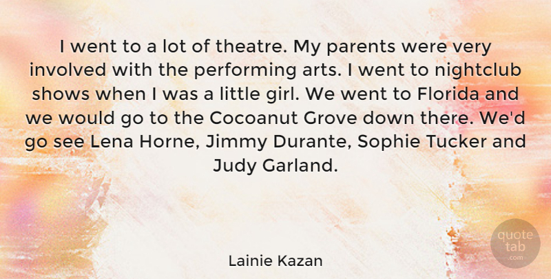 Lainie Kazan Quote About Florida, Grove, Involved, Jimmy, Judy: I Went To A Lot...