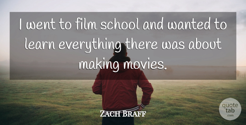 Zach Braff Quote About School, Film, Wanted: I Went To Film School...