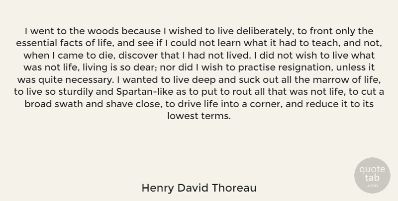 Henry David Thoreau Quote About Life, Cutting, Wish: I Went To The Woods...