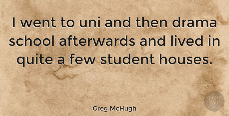 Greg McHugh Quote About Afterwards, Few, Quite, School: I Went To Uni And...