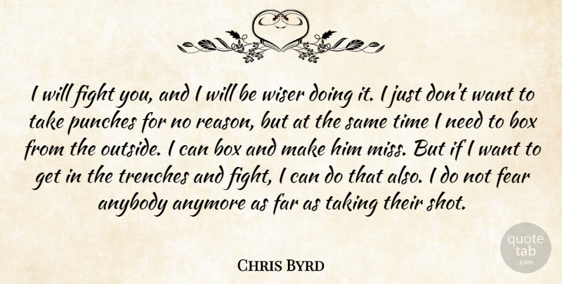 Chris Byrd Quote About Anybody, Anymore, Box, Far, Fear: I Will Fight You And...