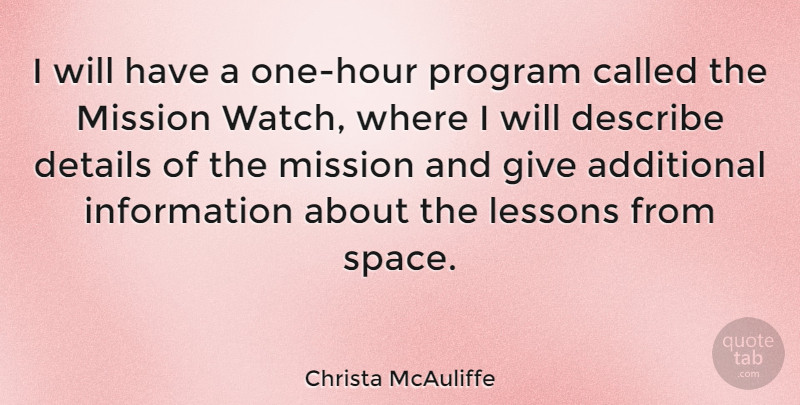 Christa McAuliffe Quote About Space, Giving, Watches: I Will Have A One...