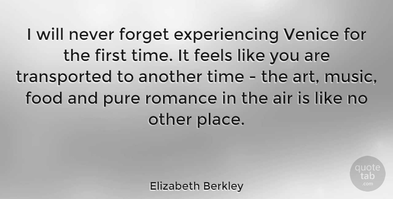 Elizabeth Berkley Quote About Art, Air, Venice: I Will Never Forget Experiencing...