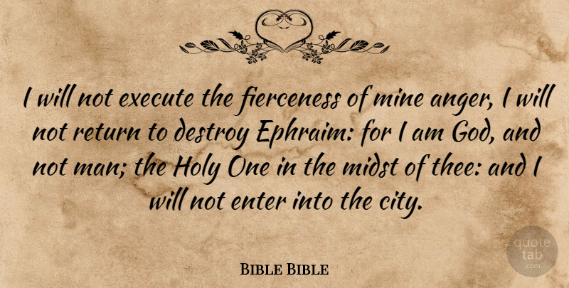 Bible Bible Quote About Anger, Destroy, Enter, Execute, Holy: I Will Not Execute The...