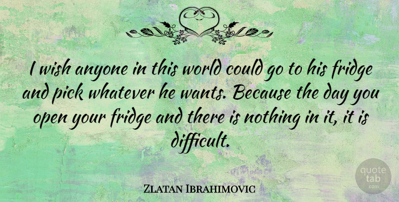Zlatan Ibrahimovic Quote About Anyone, Fridge, Pick, Whatever: I Wish Anyone In This...