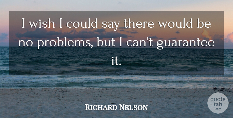 Richard Nelson Quote About Guarantee, Problems, Wish: I Wish I Could Say...