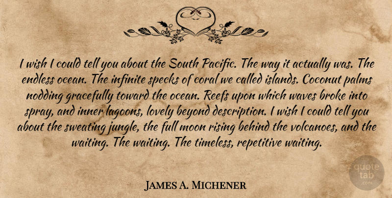 James A. Michener Quote About Ocean, Moon, Islands: I Wish I Could Tell...