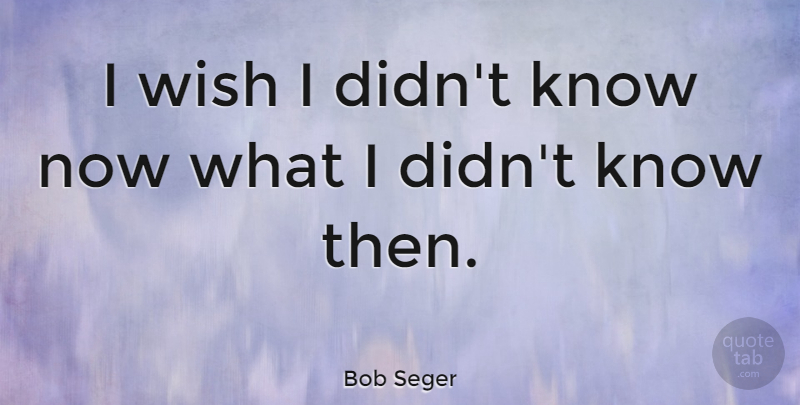 Bob Seger Quote About American Musician: I Wish I Didnt Know...