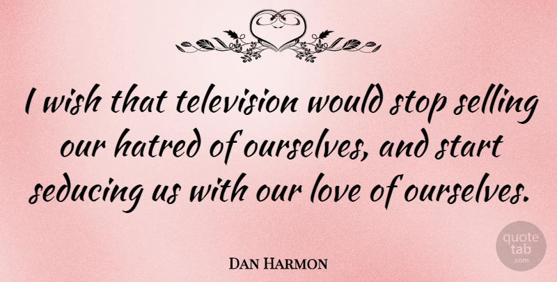 Dan Harmon Quote About Hatred, Wish, Television: I Wish That Television Would...