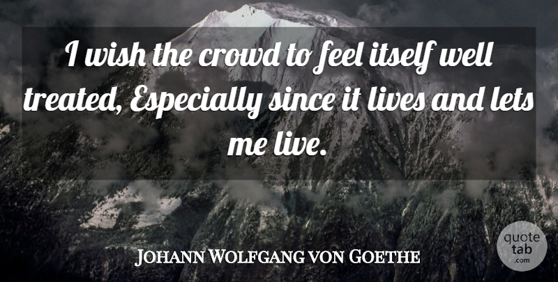 Johann Wolfgang von Goethe Quote About Wish, Crowds, Let Me: I Wish The Crowd To...