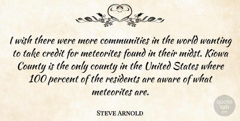 Steve Arnold Quote About Aware, County, Credit, Found, Percent: I Wish There Were More...