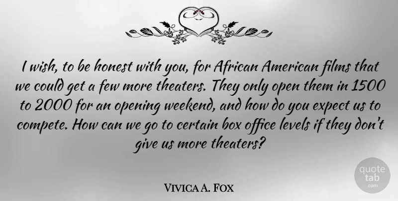 Vivica A. Fox Quote About African, Box, Certain, Expect, Few: I Wish To Be Honest...