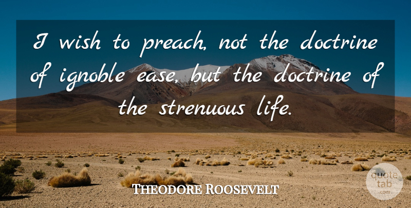 Theodore Roosevelt Quote About Life, Strength, Dedication: I Wish To Preach Not...