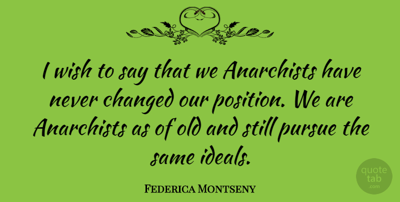 Federica Montseny Quote About Wish, Anarchist, Never Change: I Wish To Say That...