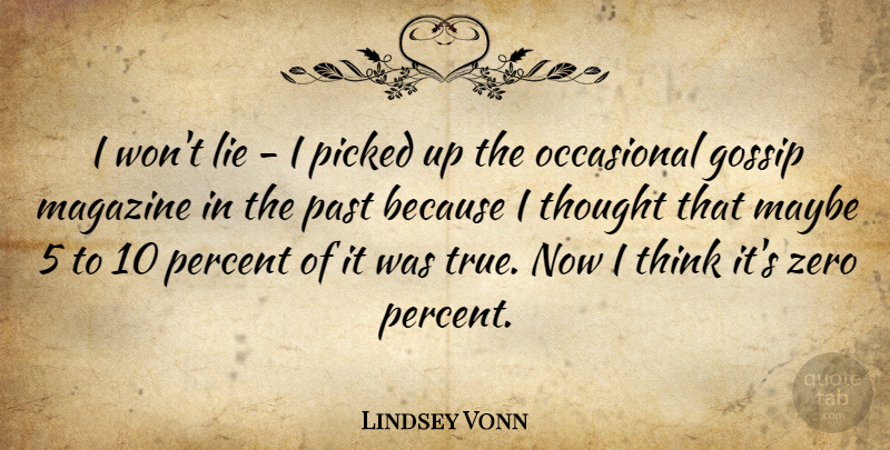 Lindsey Vonn Quote About Zero, Lying, Thinking: I Wont Lie I Picked...