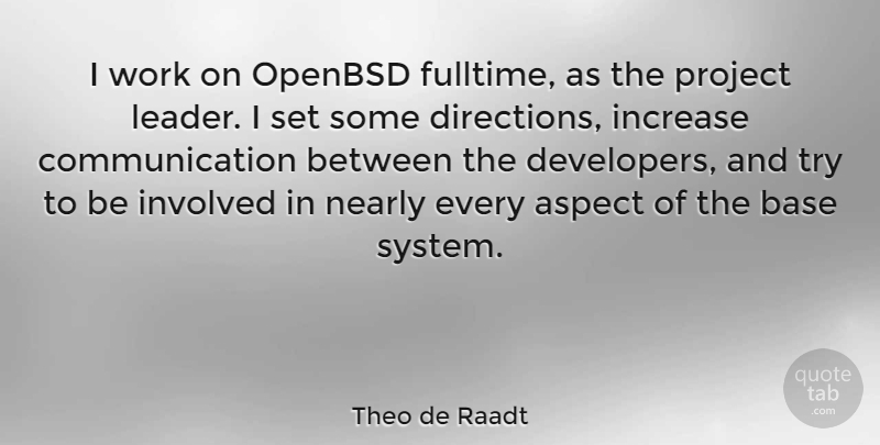 Theo de Raadt Quote About Communication, Leader, Trying: I Work On Openbsd Fulltime...
