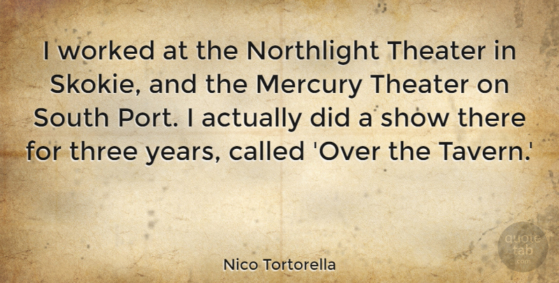 Nico Tortorella Quote About Mercury, South, Theater, Three, Worked: I Worked At The Northlight...