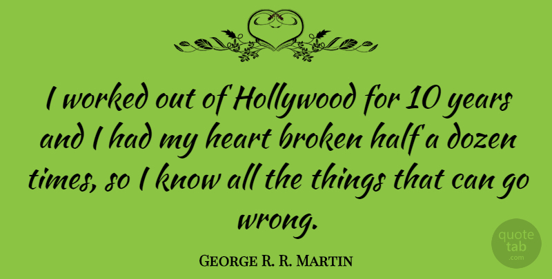 George R. R. Martin Quote About Heart, Years, Broken: I Worked Out Of Hollywood...