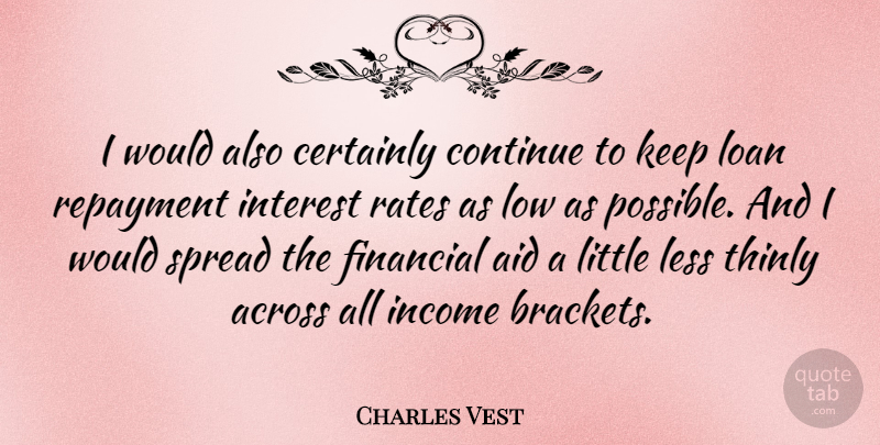 Charles Vest Quote About Across, Aid, American Educator, Certainly, Continue: I Would Also Certainly Continue...