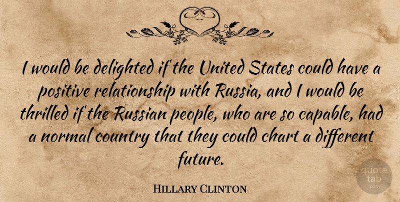 Hillary Clinton Quote About Chart, Country, Delighted, Future, Normal: I Would Be Delighted If...