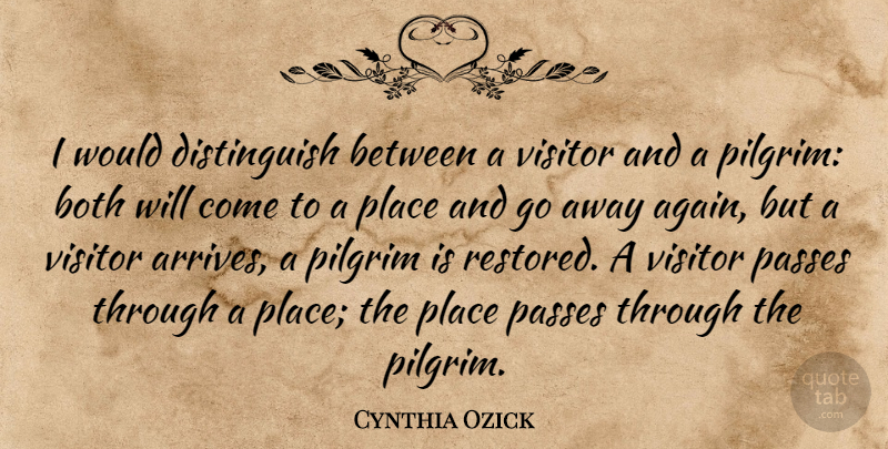 Cynthia Ozick Quote About Travel, Going Away, Visitors: I Would Distinguish Between A...