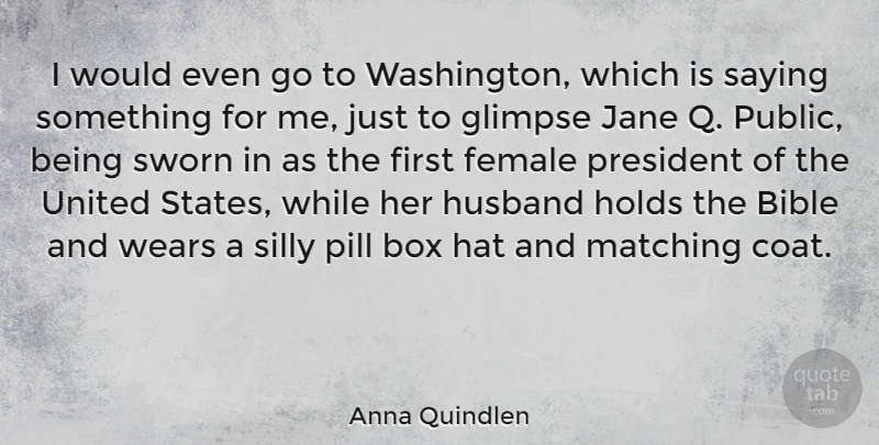 Anna Quindlen Quote About Husband, Silly, President: I Would Even Go To...