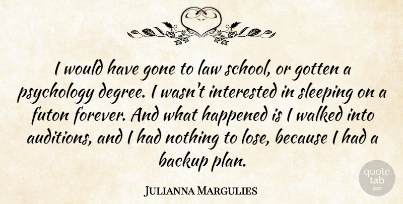 Julianna Margulies Quote About School, Sleep, Law: I Would Have Gone To...