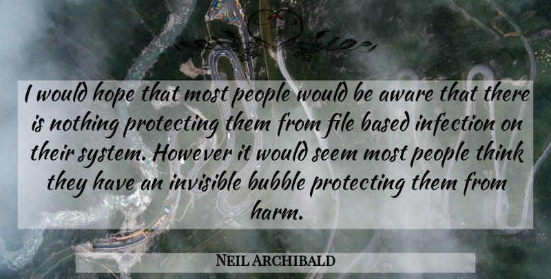 Neil Archibald Quote About Aware, Based, Bubble, File, Hope: I Would Hope That Most...