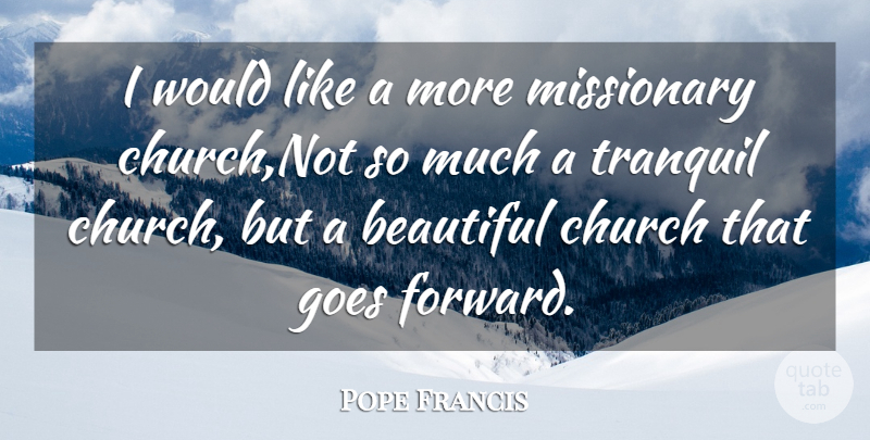 Pope Francis Quote About Beautiful, Church, Missionary: I Would Like A More...
