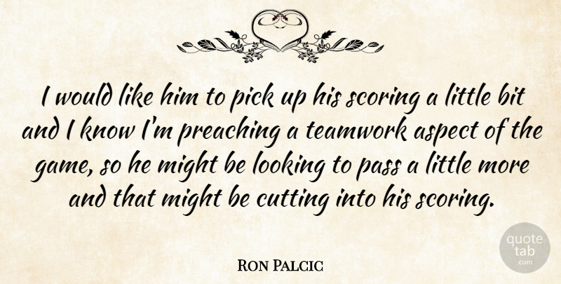 Ron Palcic Quote About Aspect, Bit, Cutting, Looking, Might: I Would Like Him To...
