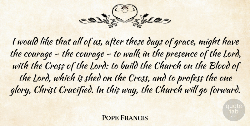 Pope Francis Quote About Blood, Grace, Church: I Would Like That All...