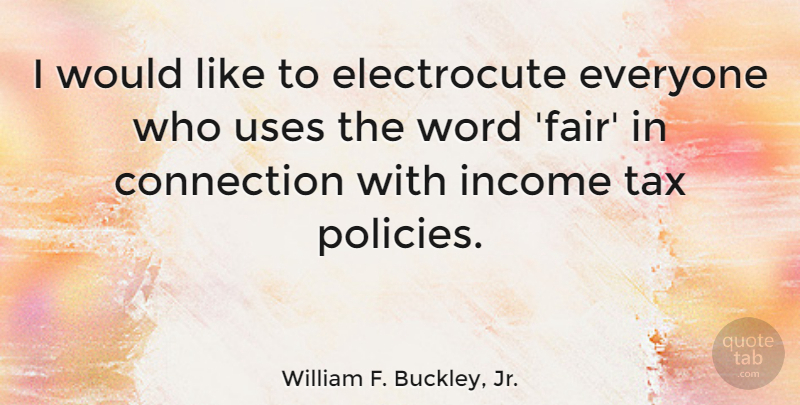 William F. Buckley, Jr. Quote About Use, Connections, Income: I Would Like To Electrocute...