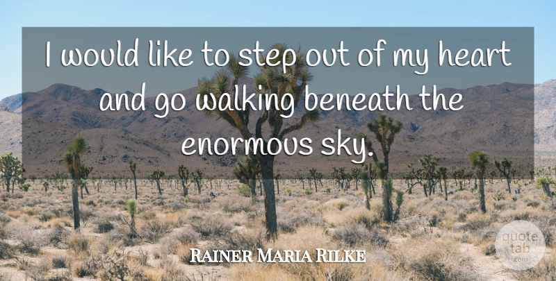 Rainer Maria Rilke Quote About Heart, Sky, Steps: I Would Like To Step...