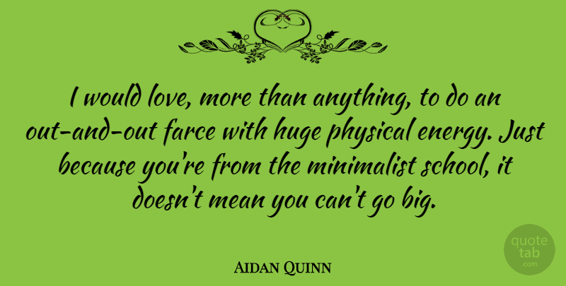 Aidan Quinn Quote About School, Mean, Energy: I Would Love More Than...