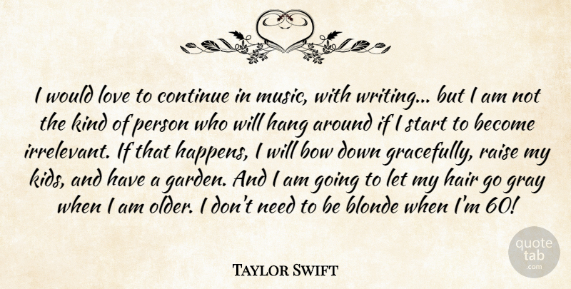 Taylor Swift Quote About Kids, Writing, Garden: I Would Love To Continue...