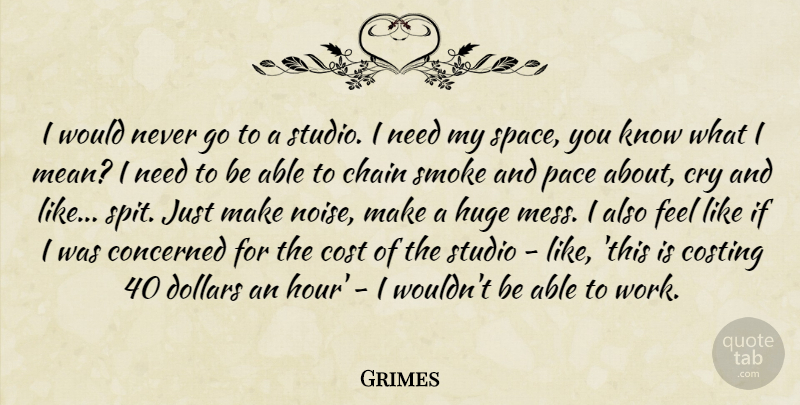 Grimes Quote About Mean, Space, Cost: I Would Never Go To...