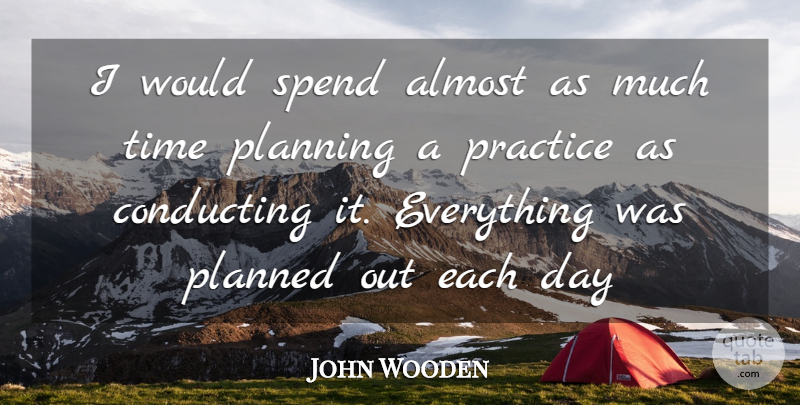 John Wooden Quote About Basketball, Practice, Each Day: I Would Spend Almost As...