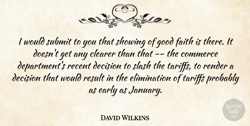 David Wilkins Quote About Clearer, Commerce, Decision, Early, Faith: I Would Submit To You...