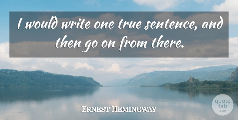 Ernest Hemingway Quote About Writing, Goes On, Moveable Feast: I Would Write One True...