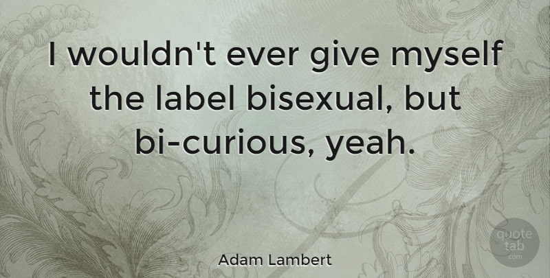 Adam Lambert Quote About undefined: I Wouldnt Ever Give Myself...