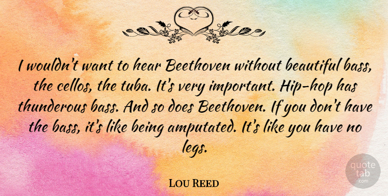 Lou Reed Quote About Beautiful, Hip Hop, Important: I Wouldnt Want To Hear...