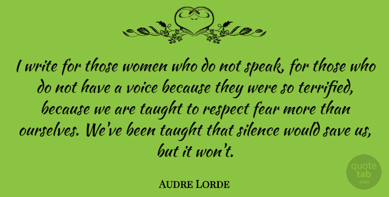 Audre Lorde Quote About Fear, Women, Writing: I Write For Those Women...