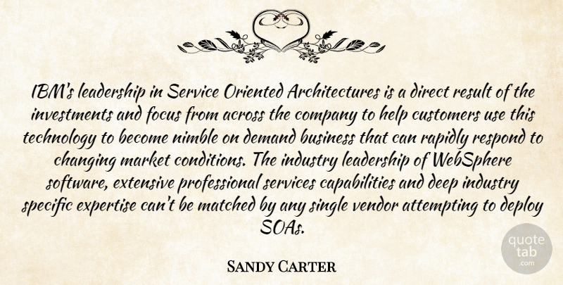 Sandy Carter Quote About Across, Attempting, Business, Changing, Company: Ibms Leadership In Service Oriented...
