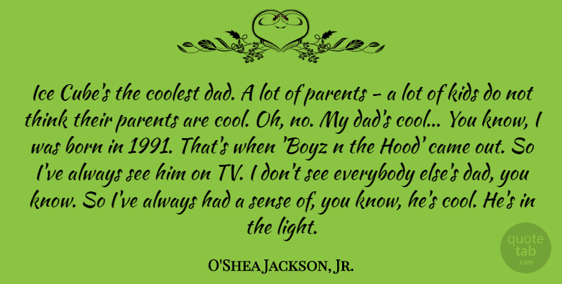 O'Shea Jackson, Jr. Quote About Born, Came, Cool, Coolest, Dad: Ice Cubes The Coolest Dad...