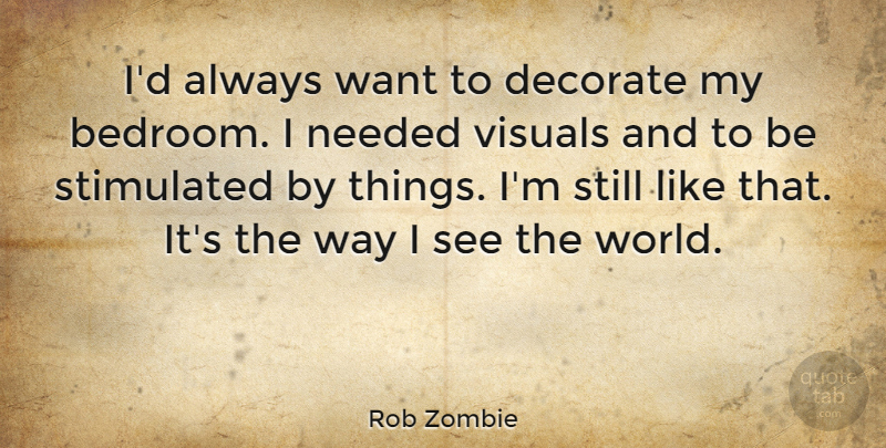 Rob Zombie Quote About Want, Way, World: Id Always Want To Decorate...