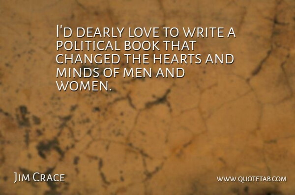 Jim Crace Quote About Book, Changed, Dearly, Hearts, Love: Id Dearly Love To Write...