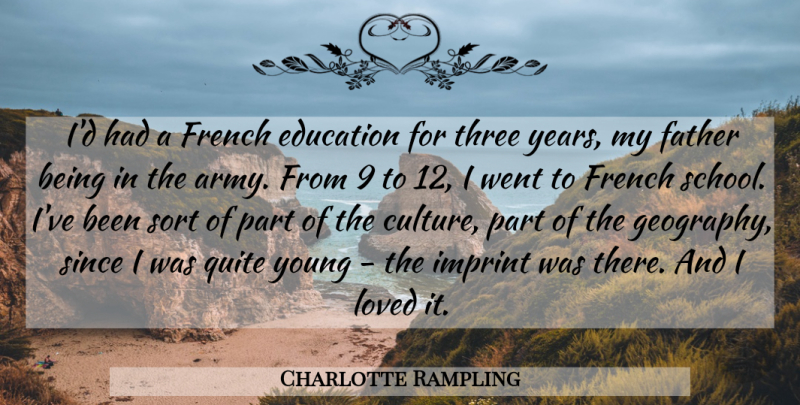 Charlotte Rampling Quote About Father, School, Army: Id Had A French Education...